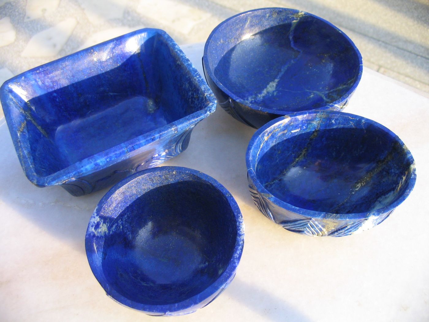 Lapis Lotus-Leaf Bowls — Lapis lazuli, gold
